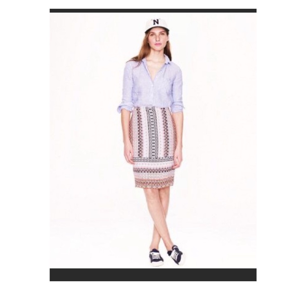 J Crew Geometric Print Pencil Skirt 8